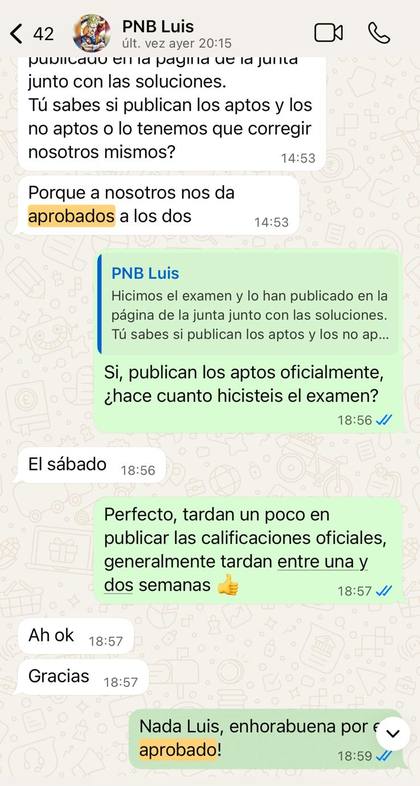 Alumno de PNB comunica que ha aprobado