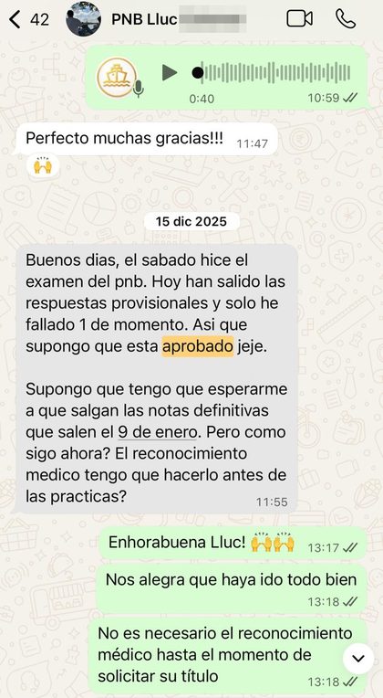 Alumno de PNB aprueba con un solo fallo
