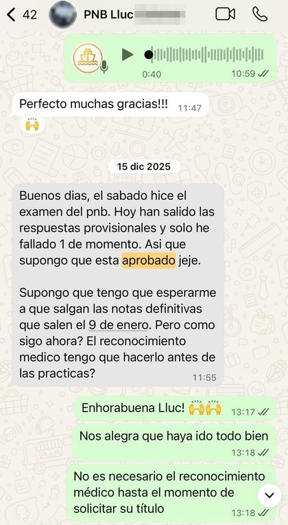 Alumno de PNB aprueba con un solo fallo