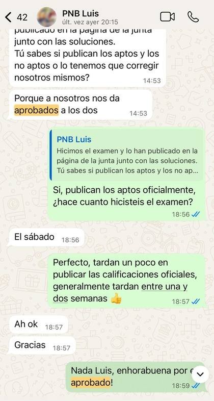 Alumno de PNB comunica que ha aprobado