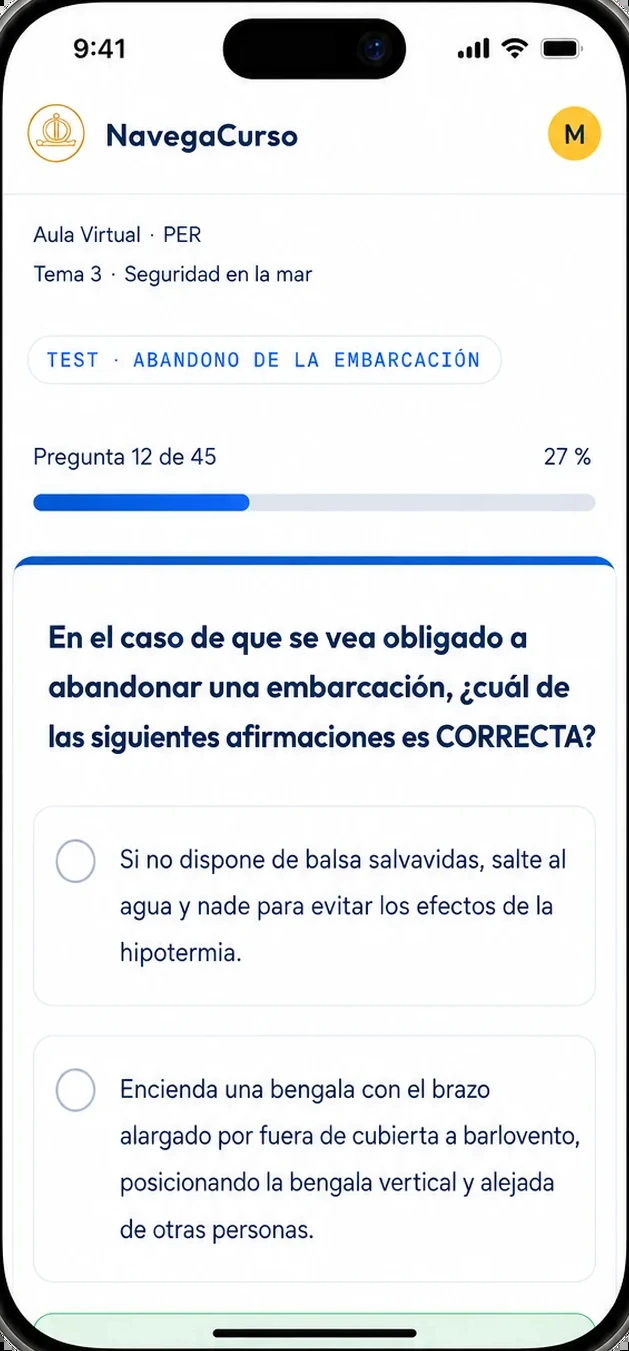 La misma pregunta del test en el móvil
